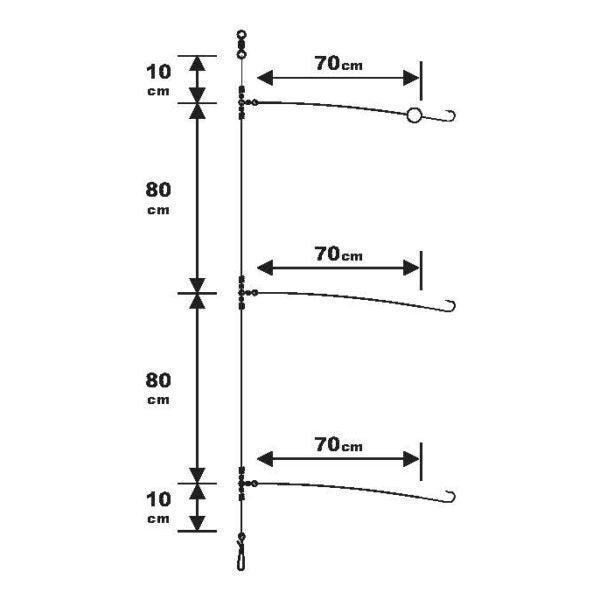 Sunset Surfcasting Rig Special - Bass Special 3 hook flapper size 2