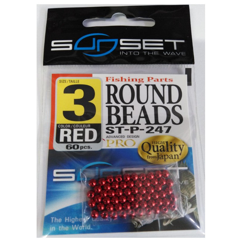 SUNSET Size 3 Red rig beads 60 per pack