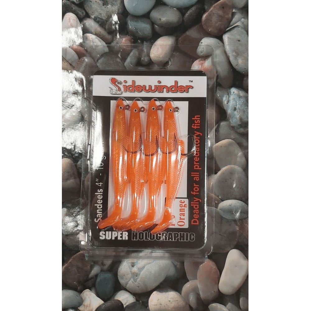 Sidewinder Sandeels - Holo Fluo Orange 4" 10g 4 per pack