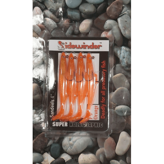 Sidewinder Sandeels - Holo Fluo Orange 4" 10g 4 per pack