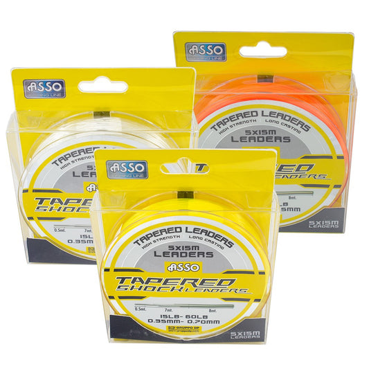 Asso Protector Tapered Shockleader - Red 15-60lb 5 x 15m per spool