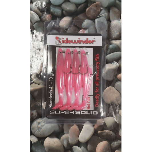 Sidewinder Sandeels - Solid Hot Pink 4" 10g 4 per pack