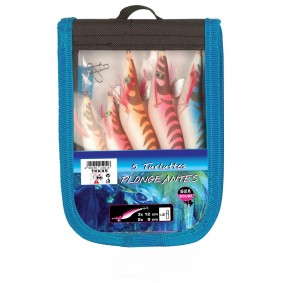 Sea Squid 5 Assorted sinking Squid Jigs in carry case
