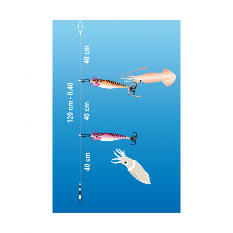 Pre tied Squid trace - 2 fast links for 2 jigs