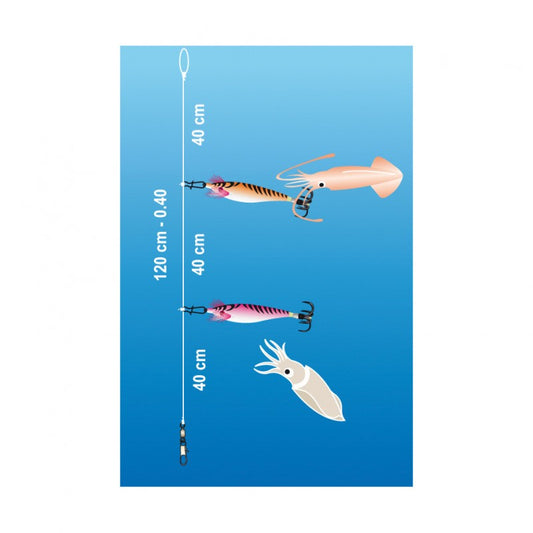 Pre tied Squid trace - 2 fast links for 2 jigs