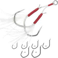 VMC Hook Assist Hook Light Jigging 7117AH - by 3, N°3/0, Etain Brillant