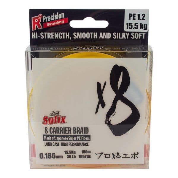 Sufix X8 Braid - Hot Yellow 150m 0.205mm 17.5kg 39lb