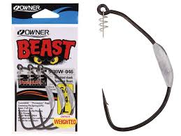Owner 5130W Worm Hook Beast Twistlock Weedless Weighted 3/8 OZ Size 8/0 (0217)