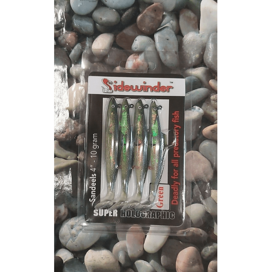 Sidewinder Sandeels  - Holographic Green 4" 10g 4 per pack
