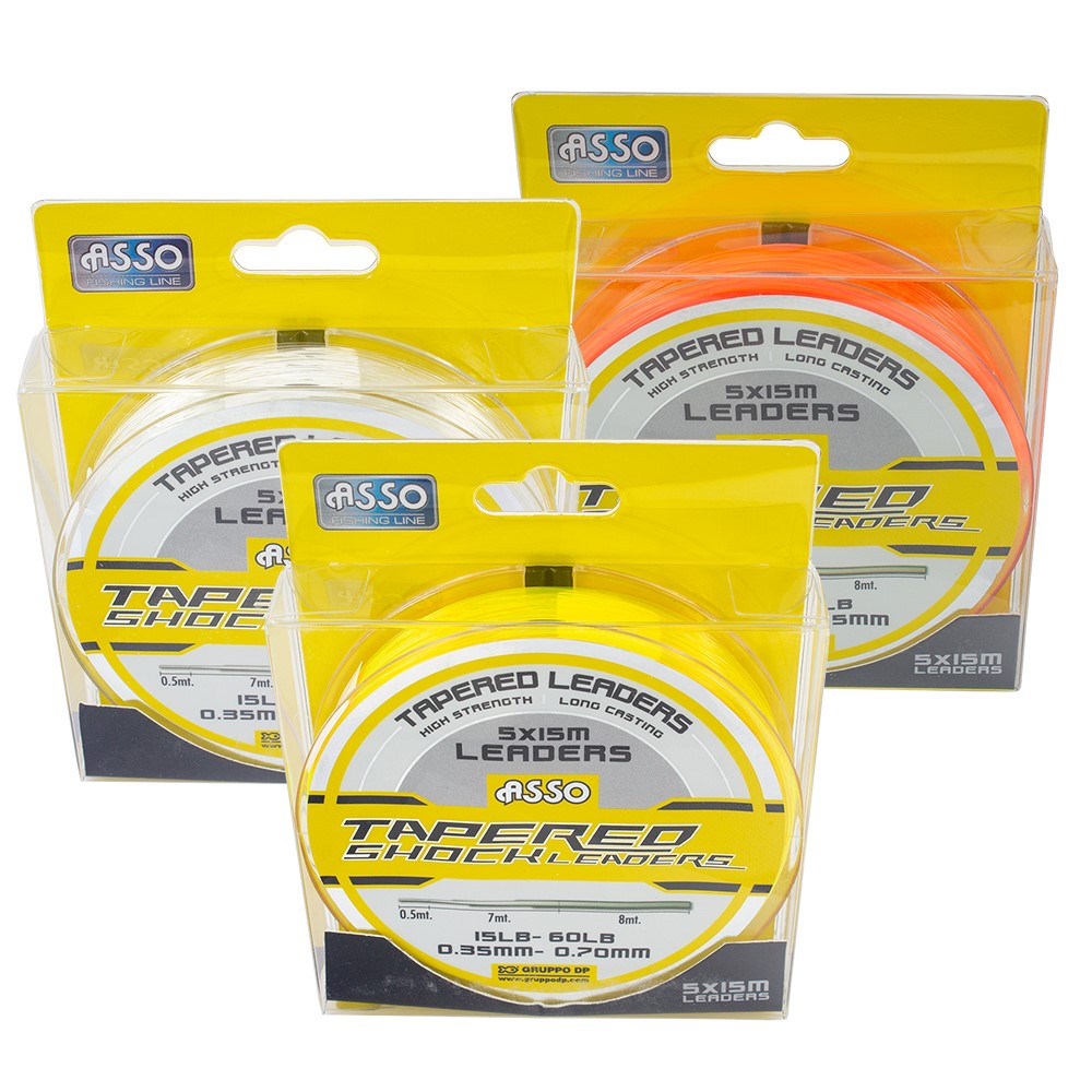 Asso Protector Tapered Shockleader - Clear 15-60lb 5 x 15m per spool