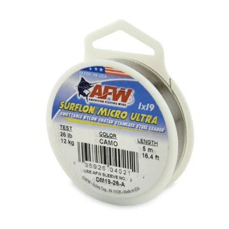 American Fishing Wire Surflon Micro Ultra Nylon Coated 1X19 Stainless Steel Leader Wire Brown Color Pound Test